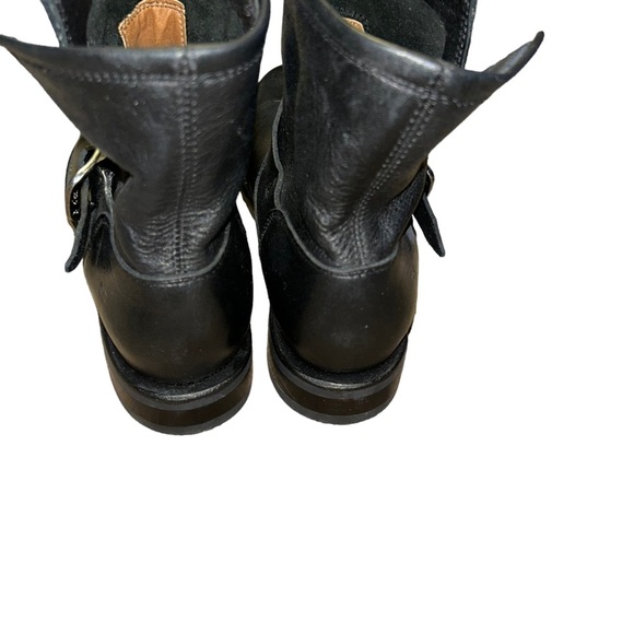 Women Frye Veronica Moto black leather ankle buckle bootie boots size 8.5 - Picture 5 of 7